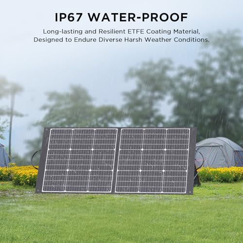 100W Portable Solar Panel for Power Station,9BB Ultralight Foldable Solar Charger USB-A USB-C Output,23.5% High Efficiency IP67 Waterproof Adjustable Kickstands for Camping RV Blackout - Image 6