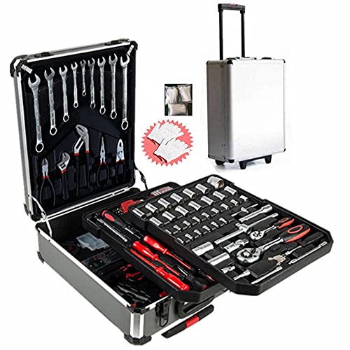 FLZOSPER 799-Piece Sturdy Tool Set with Rolling Wheels Aluminum Trolley Case, General Household Tool Kit, Auto Repair Tool Set Toolbox and Wheels