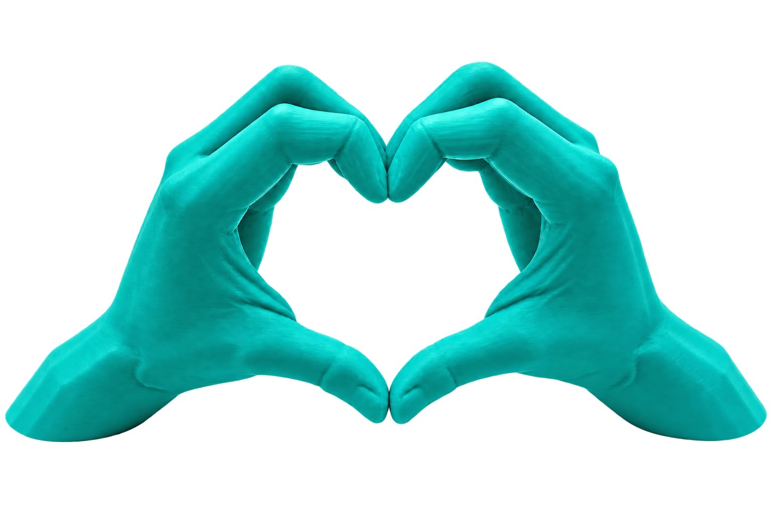 Heart Hands Sculpture Decorative Ornament – Modern Hand Heart Home Decor Gift – 22 x 7 x 10cm (Mint Green)