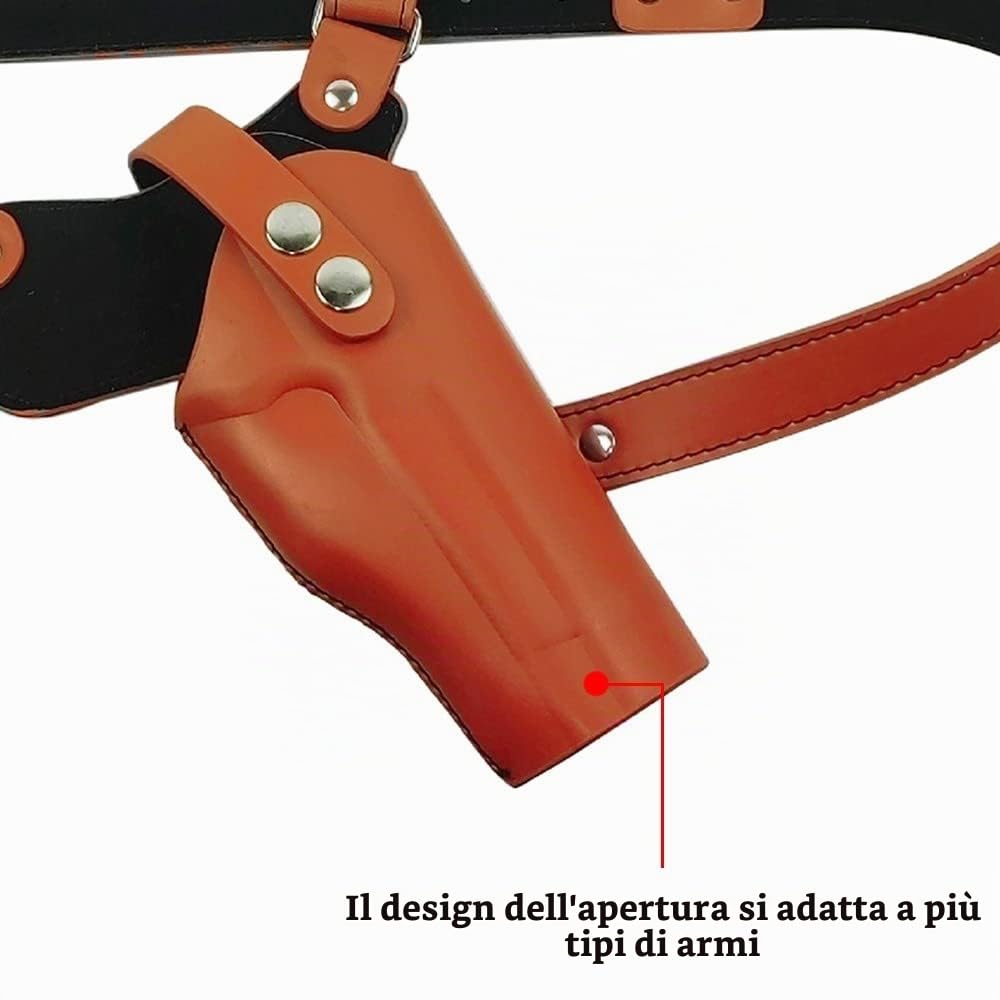 DONGKER Fondina Ascellare per Pistola Halloween,Fondine per Pistole Spalla in Pelle Holster Pistola Nascosta Regolabile con 7 Fori di Proiettile per 1911 G17 G17 G20 G23 M9 P85