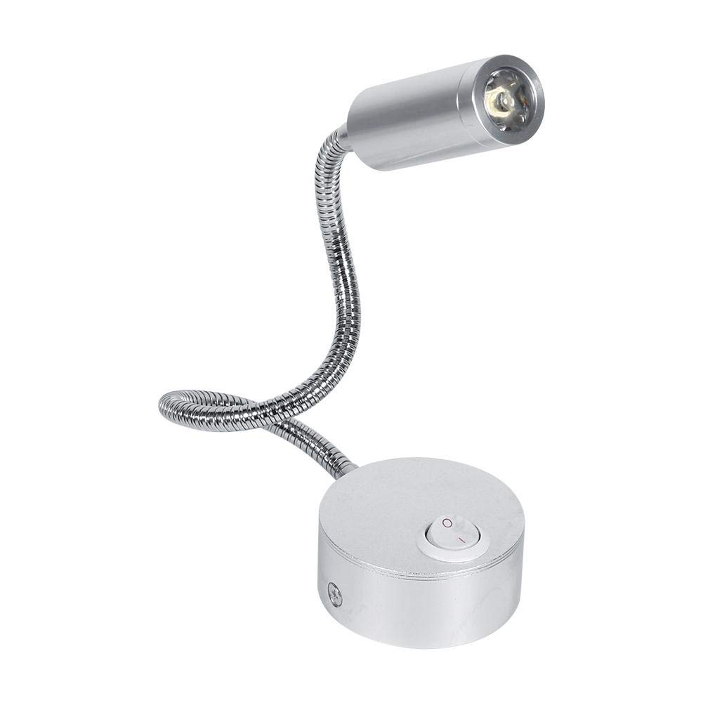 Ymiko LED Reading Light Wall-Mounted Bedside Reading Lamp Sconce Lamp Book Lights with Gooseneck and Off/ON Switch for Office Home (white-1W)