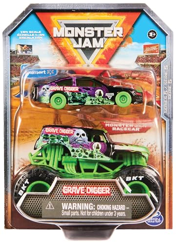 Monster Jam, Truck und Rennauto in einem Set, Maßstab 1:64, robustes,...