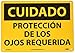 NMC SPC485AB OSHA Sign, Legend "CUIDADO - PROTECCION DE LOS OJOS REQUERIDA", 14" Length x 10" Height, Aluminum, Black on Yellow