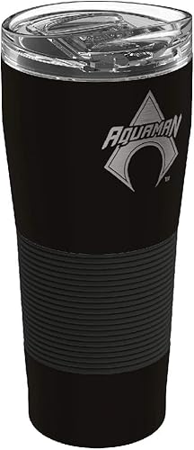 Zak Designs Lynden - Vaso de acero inoxidable aislado al vacío de la Liga de la Justicia Core Aquaman, 28 onzas