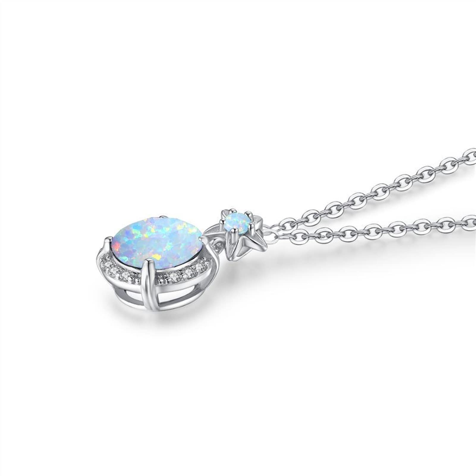 Collane 925 Sterling Silver Pendant Ladies Lovely Gemstone Ciondolo Pendente Opale Zircone intarsiato con Collana di Lusso Fiore Collana da Donna