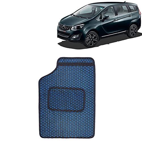 Image of Kingsway Dotted Design Car Floor Foot Mats Universal Fit for Mahindra Marazzo, Model Year : 2018 Onwards, Water and Dustproof, Color Blue, Set of 5 Pieces