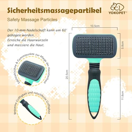 YOKOPET Hundebürste Katzenbürste, Haustier Bürsten Unterwolle, Selbstreinigende Zupfbürste für Langhaar und Kurzhaar, Sauberes Haustierhaar von der Bürste mit Einem Knopf