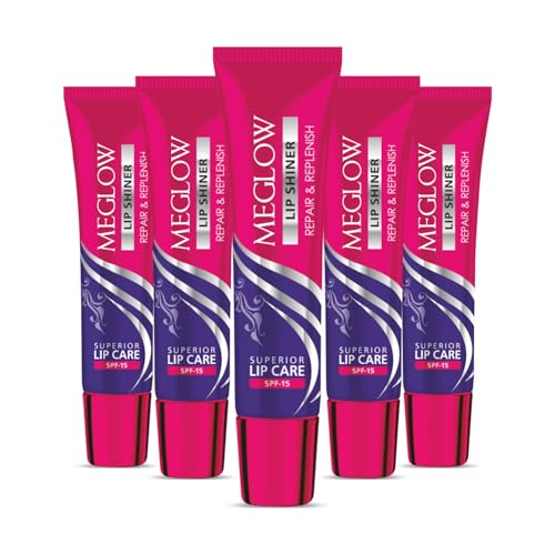 Image of Meglow by Leeford | Lip Shiner | Repair & Replenish | SPF 15 Lip Shiner for Lip Care | Lip Balm for Shiny Lips | Lip Balm for Chapped Lips Pack of 5 (15g each)