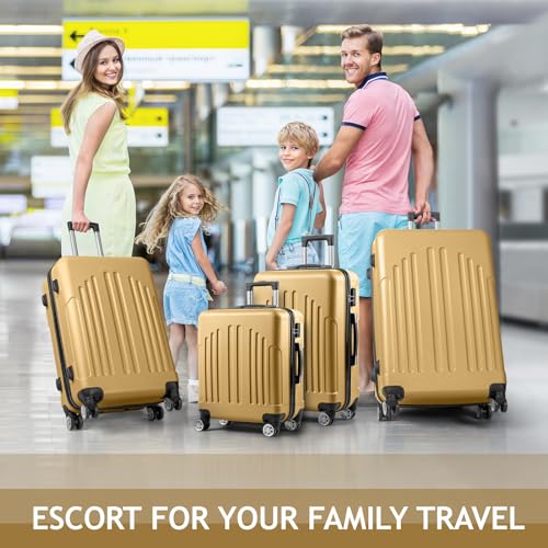 Luggage Suitcase Luggage 4 Piece Set Suitcase Lightweight,16in 20in 24in 28in Carry On Suitcases, Luggage Set with Wheels - Mustard Yellow2