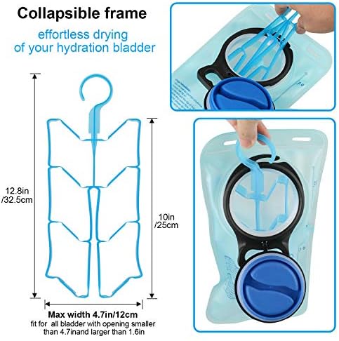 TAGVO Hydration Bladder Cleaning Kit for Universal Water Reservoir, 4 in 1 Cleaner Set-Flexible Long Brush for Hose, Small Brush for Bite Valve, Big Brush for Bladder & Collapsible Hanger for Drying