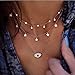 Produktbild Simsly Fashion Star Choke Halskette für Frauen Gold Anhänger mehrlagig Quaste Schmuck mit blauem Auge Zubehör für Geschenk und Party