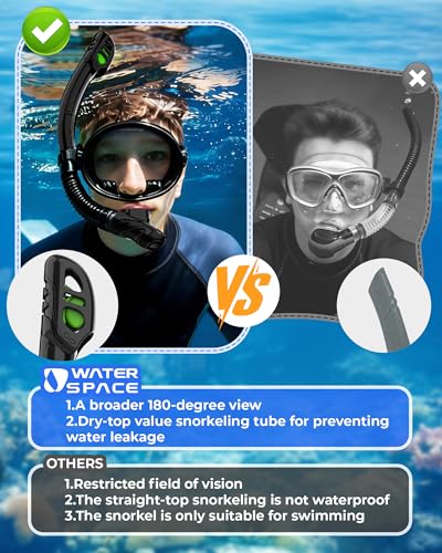 Water Space Equipo de Snorkel para Buceo para Mujeres y Hombres Set de Máscara con Tubo Seco miniatura 7