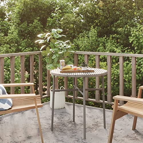 Youuihom Beistelltisch Grau 45 cm aus PE Rattan mit PP Platte und...