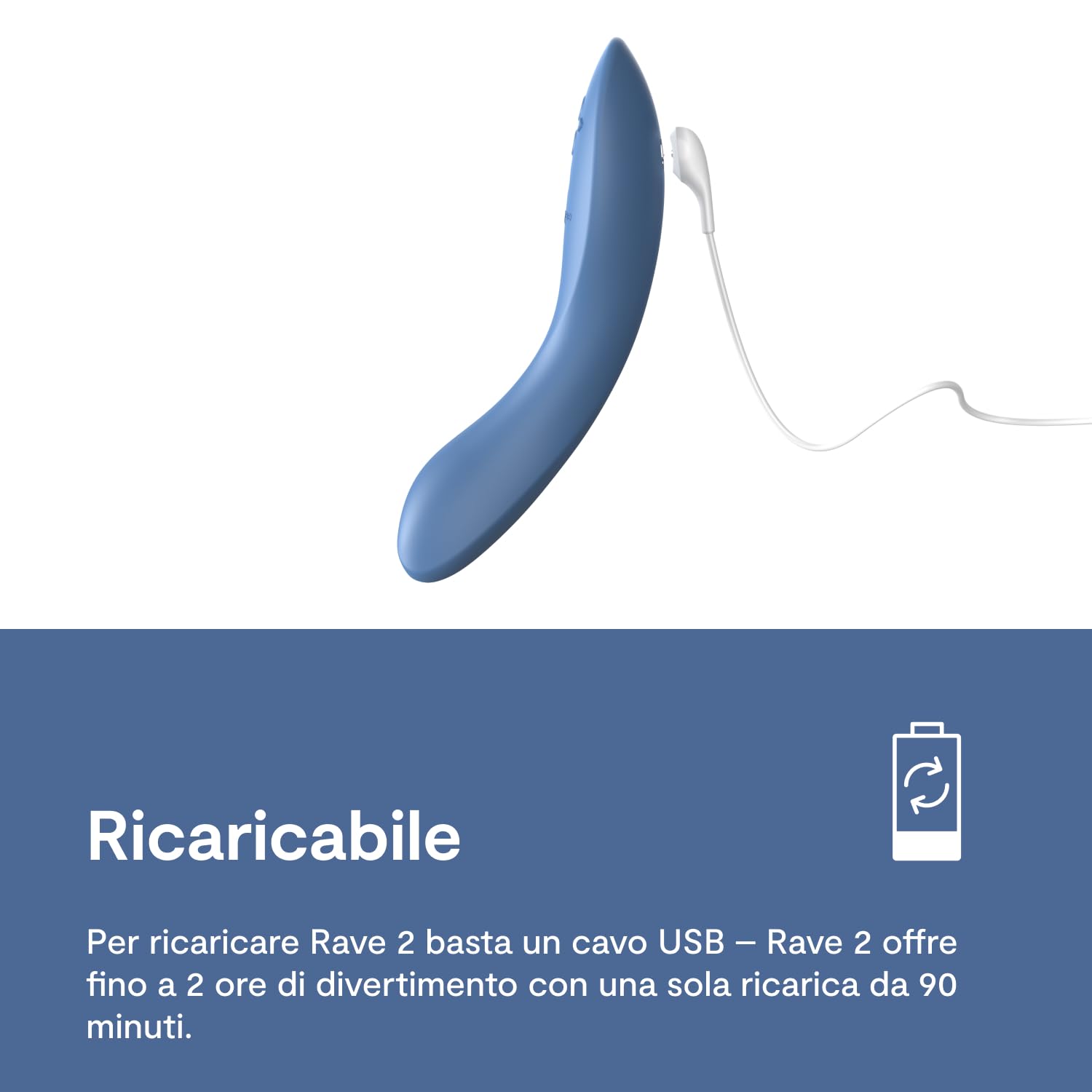 We-Vibe Rave 2 Stimolatore del punto G - Vibratore controllato da app - Massaggiatore interno - 10 modalità di vibrazione - Giocattoli sessuali di coppia impermeabili e ricaricabili - Blu