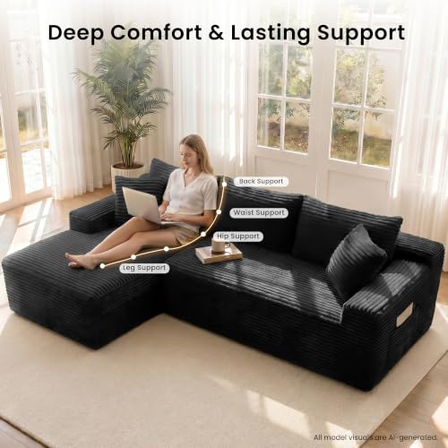 95" Modular Sectional Sofa, Boneless Chaise L-Shaped Couch for Living Room - image 4