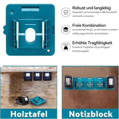 COZERI 6 Stück Batteriehalter,Akkuhalter Makita Akku Wandhalterung, für 18V Makita Akku BL1860 BL1850 BL1840 BL1830, Aufbewahrung Wandhalterung für Makita Akkus, Ideal für Werkstatt & Garage
