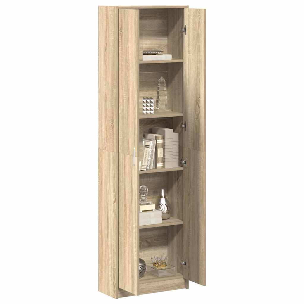 Armadio in rovere Sonoma, 55 x 25 x 189 cm, con 5 ripiani e 2 ante, ampio spazio per camera da letto, corridoio o spogliatoio