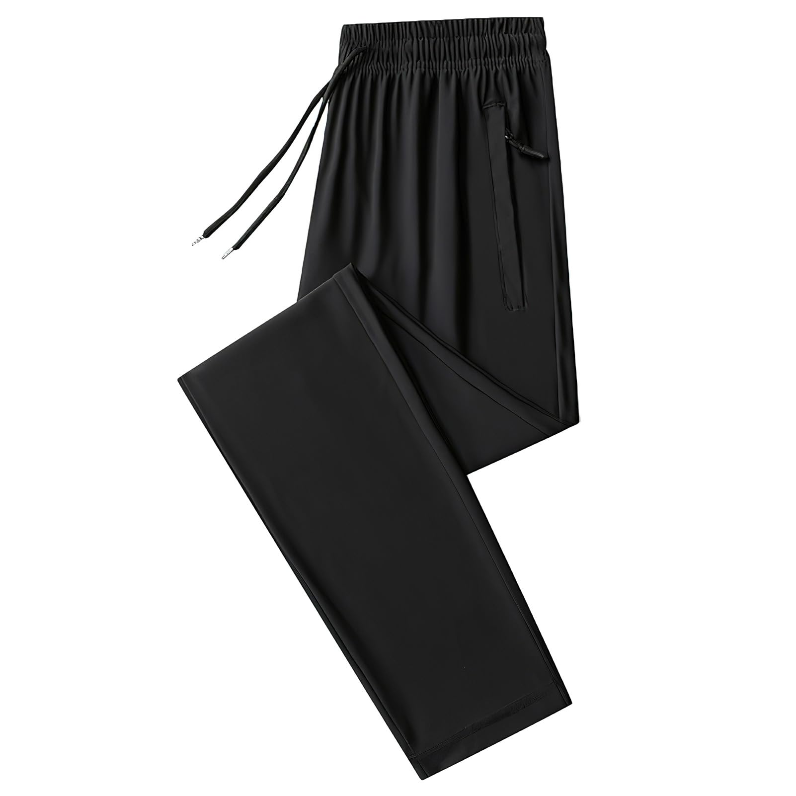 Hombre Verano Pantalones de Chándal Elásticos y Finos Pantalones Deportivos con Bolsillos con Cremallera Pantalones Casuales Ligeros (Fondo Abierto/Fondo Cerrado)