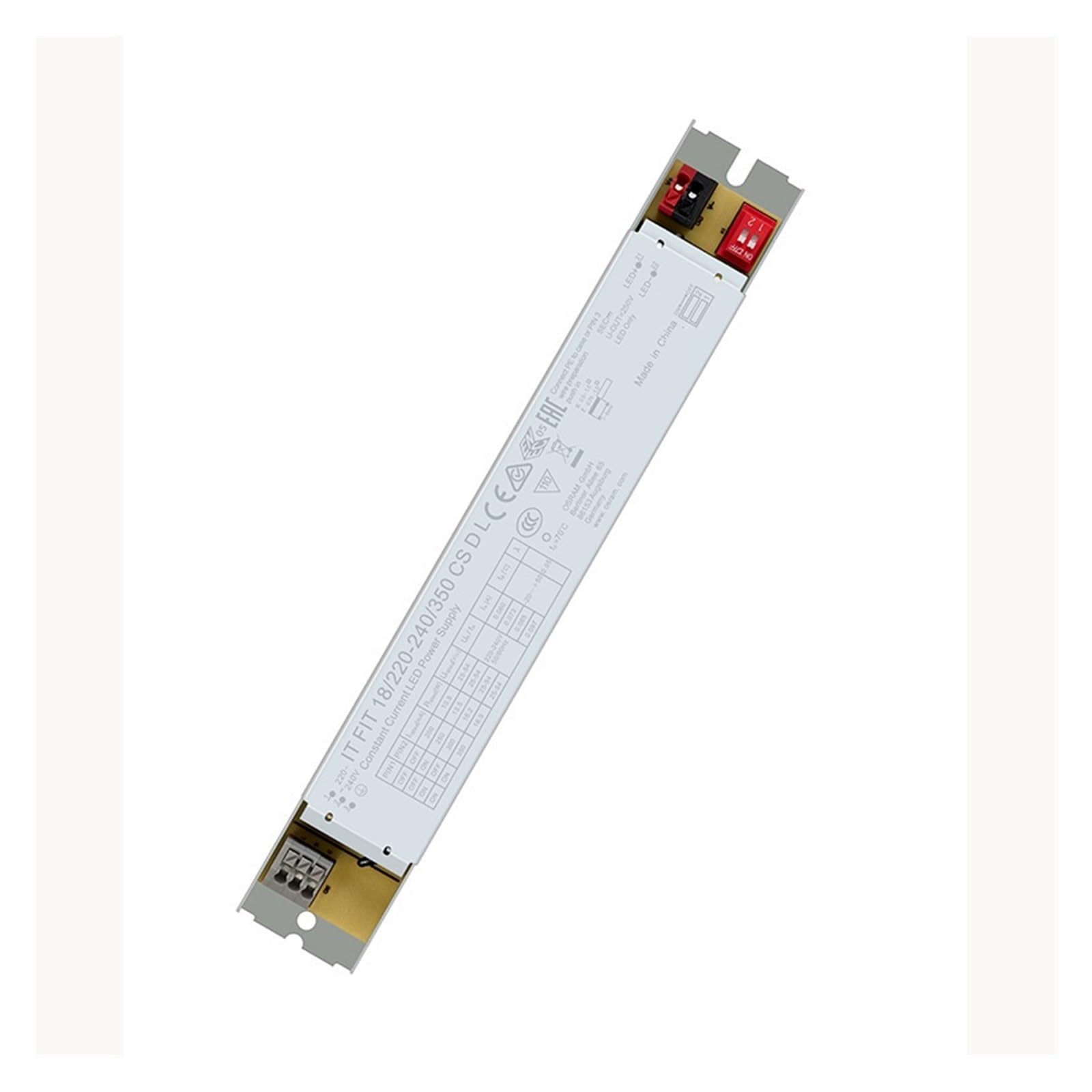 IT-FIT60W - Trasformatore a striscia luminosa ultra sottile, LED non isolato, codice di marcatura a corrente costante, alimentatore a striscia lunga (ITFIT18/220-240/350CSDL)
