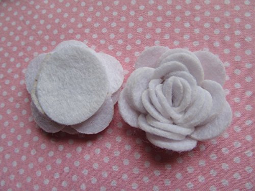 Image of YYCRAFT Pack of 20PCS Felt Rose 1.5 inch 4D Flower Wedding Applique Bow-White