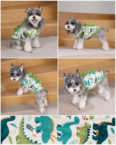 Image of CuteBone Dinosaur Costume Dog Shirt, Stretchy Velvet T-Shirt Clothes for Small Dogs, Soft & Breathable Pet Tee Outfit Cat Apparel for Daily Wear, Cozy Pullover Design Puppy Fashion COSBX03S