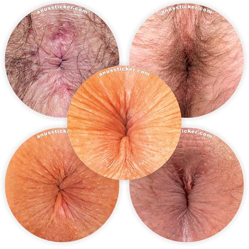 Anusticker® „5 Senses of Love“ [Lustige Arschloch Sticker für Männer & Frauen] – Poloch Aufkleber für Party, JGA, Festival, Karneval – Gag-Geschenk glänzend, Ø 5 cm - 250 Stück