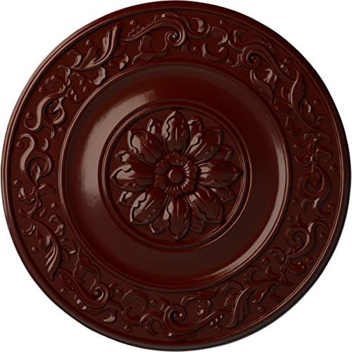 Ekena Millwork CM47MIBMF Milan Ceiling Medallion, 47 5/8"OD x 2 3/4"P, Hand-Painted Brushed Mahogany