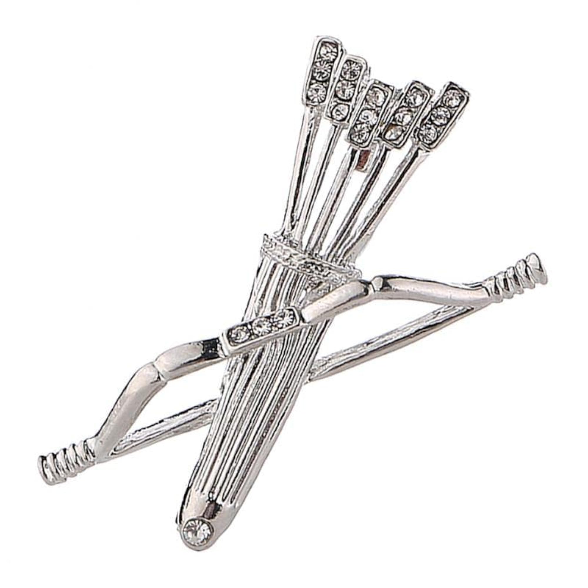 Creative Bow and Arrow Brooch Pin, Crystal Lapel Badge
