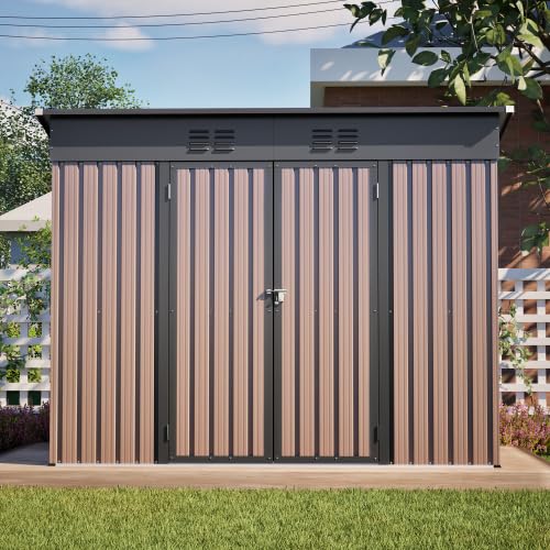 XXL Gartengerätehaus Metall 242x126x182 cm – Wetterfest, Rostfrei, Mit Schiebetür & Belüftung, Ideal Für Fahrräder, Mülltonnen & Gartenschuppen im Garten