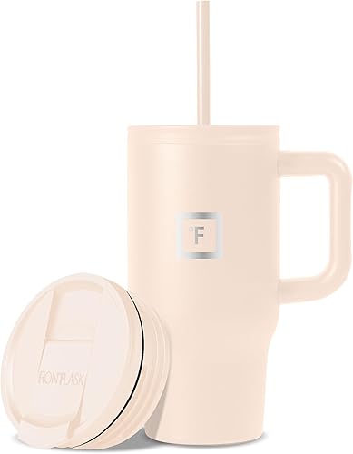 Miniatura 31 de IRON °FLASK Co-Pilot Taza térmica con popote y tapas abatibles, botella con asa para bebidas calientes o frías, a prueba de fugas, para agua o café