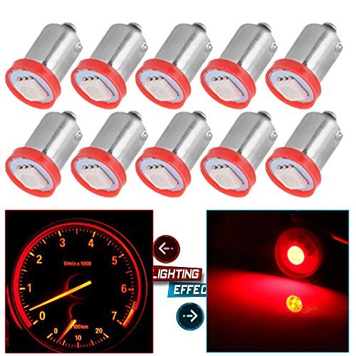 Cciyu Ba9S 1815 1816 182 1889 Led Light Bulbs Insrument Cluster Gauges Dashboard Light Ash Tray Glove Box Light,10 Pack Red #TOP21