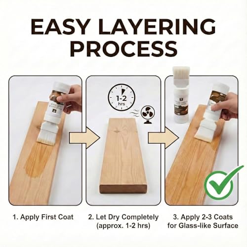 Image of Polyurethane Clear Wood Varnish 6.35 Oz, Water Based Sealer for Wood | Fast drying satin varnish. Works on furniture and small woodcrafts, provides long-lasting clear protective coating.