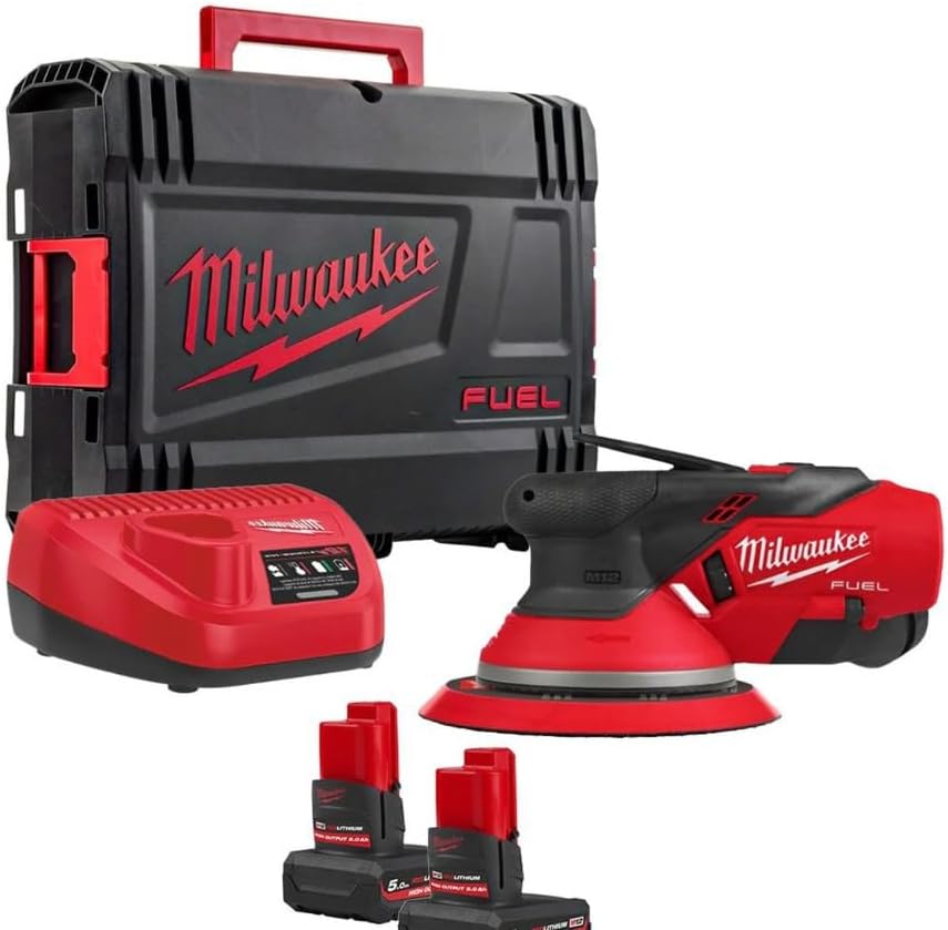 Milwaukee M12 Fuel FROS2.5-502X 12v Brushless 150mm Random Orbital Sander Inc 2X 5.0Ah Batteries