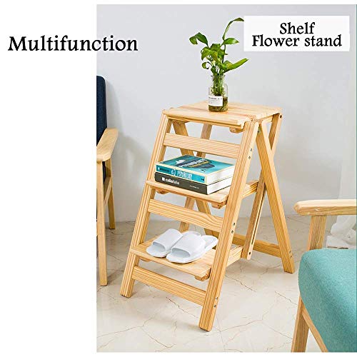 Escalier pliant en bois et tabouret multifonction 4 étapes - 7