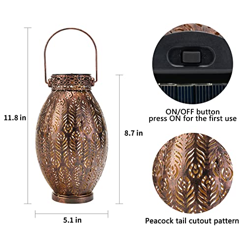 Pearlstar YF45110729 2 Pack Decorative Solar Lantern Lights For Hanging Or Table Outdoor Solar Light For Patio Yard Garden Lawn Landsape Lighting Waterproof, Gift For Wamen Men Mom,Copper thumb #5
