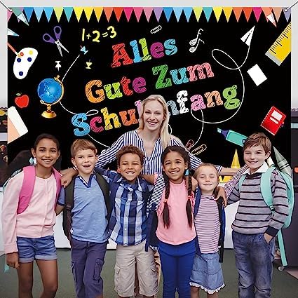 JANYUN Einschulung Banner 185x90cm | Alles Gute Zum Schulanfang Deko | Für Tafel & Wand