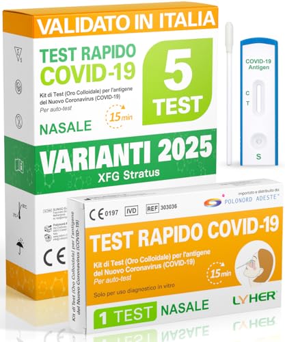 Adeste – 5 Tamponi COVID 19 rapido 2025 - Test Nasali Nuove Varianti 2025 -...