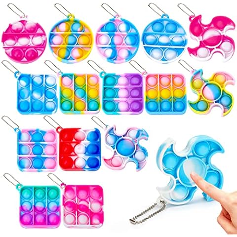 4 5 6 7 8 9 Year Old Boy Girl Gifts, Mini Pop It Fidget Toys Keychain Gifts for 4-8 Year Olds Girls Boys Adults, Poppet Fidget Toy Keyring Halloween Christmas Pop It Party Favors Squeeze Sensory Toys Cover