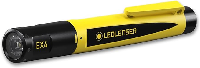 Ledlenser Linterna Tipo bolígrafo LED Robusta para Taller EX4, con 2 Pilas AAA, protegida contra explosiones Zona EX 0/20, 50lm, Impermeable IP68, Haz de luz de 35 m, Linterna de Bolsillo