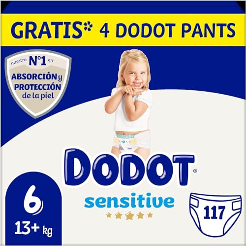 Dodot Pañales Bebé Sensitive 117 Pañales + 4 Pants Activity Extra Gratis, Óptima Protección de...