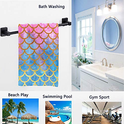 Naanle Fantasy Beautiful Mermaid Scale Printed Luxury Soft Highly Absorbent Large Hand Towels Multipurpose For Bathroom, Hotel, Gym And Spa (16 X 30 Inches) #TOP1