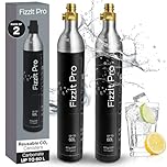 FizzIt Pro 425g CO2 Cylinders, Carbonates Up to 120L, Refillable Soda Makers, Fits Most Screw-Type Compatible Models, Efficient Carbonation for Water & Beverages, Compact & Cost-Effective (Pack of 2)