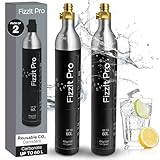 FizzIt Pro 425g CO2 Cylinders, Carbonates Up to 120L, Refillable Soda Makers, Fits Most Screw-Type Compatible Models, Efficient Carbonation for Water & Beverages, Compact & Cost-Effective (Pack of 2)
