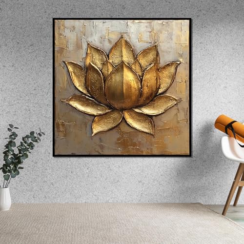 Impression murale Lotus métallisé avec texture visuelle pour grand mur
