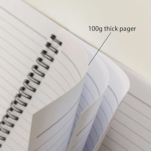 Miniatura 5 de YUREE Cuaderno de espiral A5 forrado, papel grueso de 3.53 oz/m² y cubierta rígida de estraza, 60 hojas (120 páginas), 8.35 x 5.9 pulgadas, marrón,