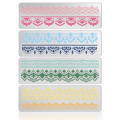 UNICRAFTALE 4 pochoir en Métal Réutilisable Modèle de Peinture en Dentelle avec Motif Décoratif pour Sculpture Sur Bois Scrapbooking Journal Artisanat...