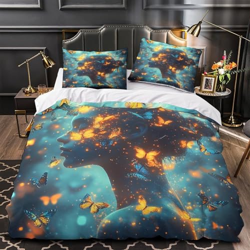 Housse de Couette Papillon 135x200 Parure de Lit Microfibre 3D