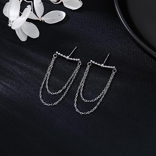 SLUYNZ 925 Sterling Silver Dangle Earrings Chain for Women Dangling Tassel Earrings Tiny Balls Stud 5