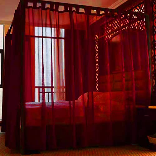 Roter romantischer 4-Eckpfosten Moskitonetz mit luxuriösem Betthimmel, Vorhang, Baldachin, 2-in-1 für Mädchen, Frauen, Erwachsene, Hochzeit, Schlafzimmer, Kinderzimmer, Bettdekoration (rotes