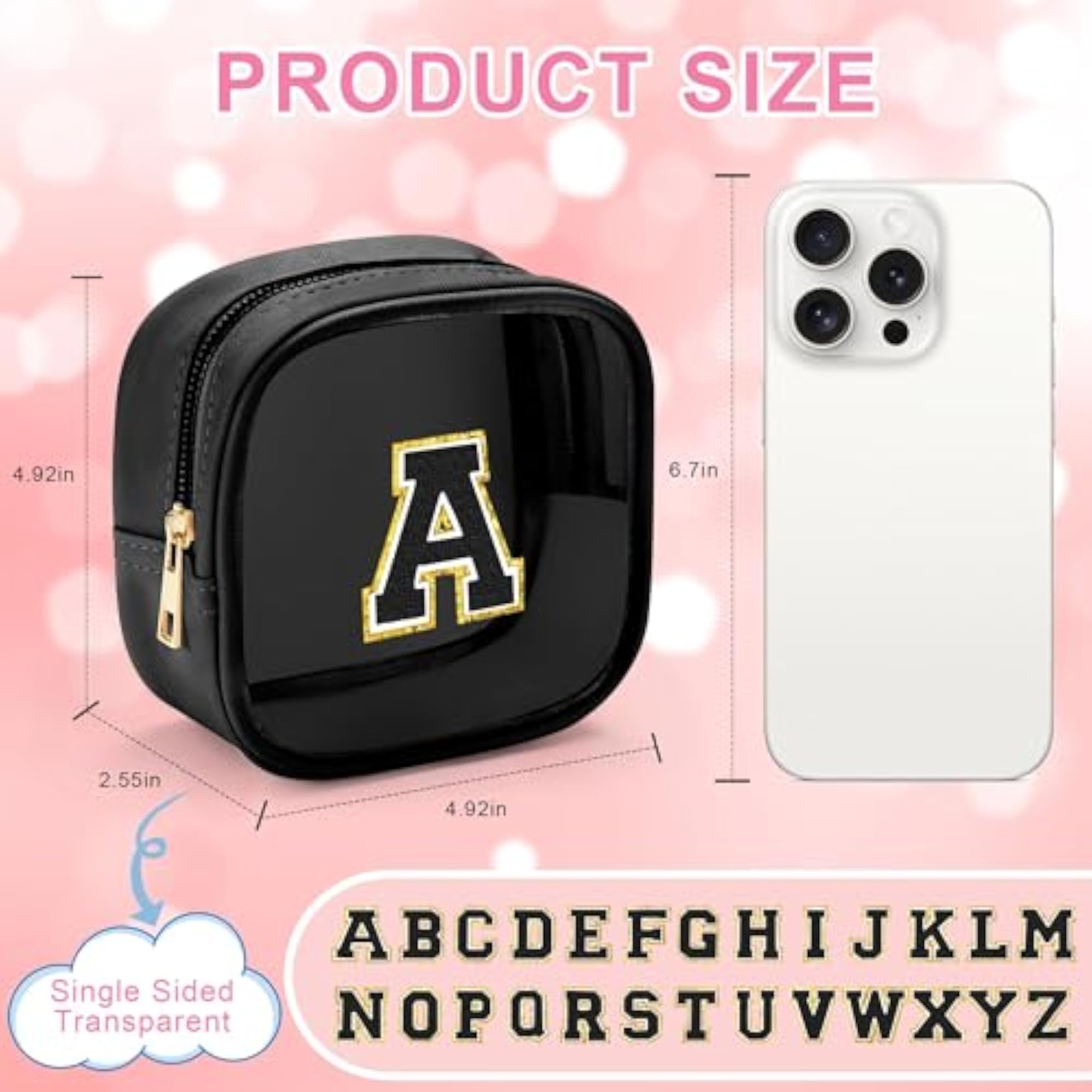 Initial Clear Toiletry Bag for Traveling Women